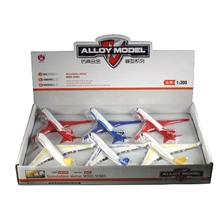 回力合金飞机带灯光飞机声回力合金客机9801-02A