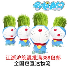 魅力e园<哆啦a梦>创意迷你植物盆栽叮当猫办公室长草娃娃批发