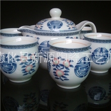 茶具七头双层高档商务礼品茶具青花茶具套装红茶茶具仙桃