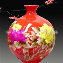 厂家直销牡丹画瓷瓶中国红麦秆瓶发财瓶麦秆画瓷瓶