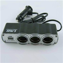 汽车多功能车载点烟器转换器一拖三点烟器多孔带USB插口充电器