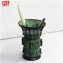 热销金属仿古青铜器古酒杯创意生日礼品送特色商务笔筒花觚