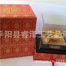 厂家直销金饭碗，金碗托福绒沙金，碗筷会销保险礼品