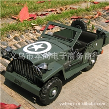 二战美军吉普车模型越野车玩具车铁皮老爷车家居装饰品