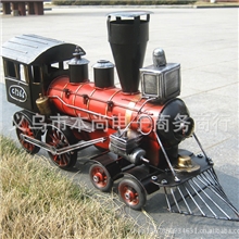 手工铁皮蒸汽火车头模型铁艺酒吧装饰摆设摄影道具送男友礼物