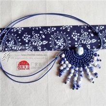 xs021景德镇陶瓷手工编织串珠项链复古陶瓷毛衣链馈赠佳品