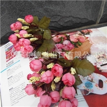 H0065叉15头迷你QQ玫粉色石榴玫仿真花仿真植物星星苞假花