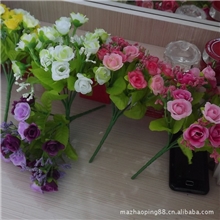 厂家批发高档仿真花低价优质钻石玫瑰21头小玫瑰小把花5色可选