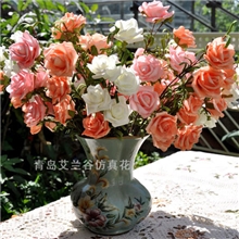 欧式仿真花5头欧式PE玫瑰花套装装饰花厂家假花批发热销推荐