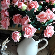 热卖欧式高档5头玫瑰花PU玫瑰花义乌仿真花厂家批发假花仿真花