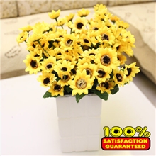 新款上市14头把太阳花向日葵仿真花义乌绢花黄色超值热卖批发