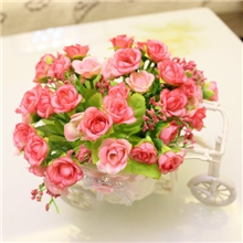 网络爆款21头钻石玫瑰仿真花批发义乌粉色皇冠淘宝商家专供