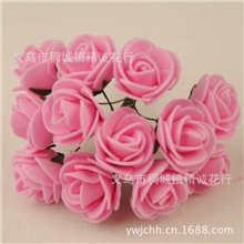义乌人造花厂仿真玫瑰花纯手工泡沫玫瑰花pe花DIY创意花环配件