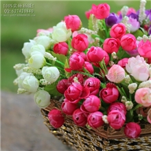 A1011-15头春色珍珠苞..（圆）假花塑胶花人造花仿真玫瑰花