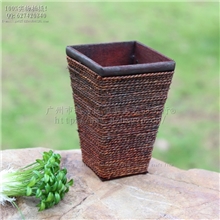 D4071-大四方盆小额批发木质花盆四方花器木质花器