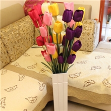 年销10万支4头春色郁金香仿真花批发厂家紫色落地实体批发热卖