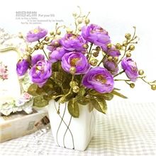 欧式复古仿真花绢花假花7头秋色金粉茶玫餐桌仿真花家居摆设饰品