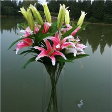 销量冠军3头香水百合虎兰高仿真花批发白色自产自销人造花