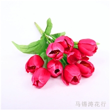 仿真花9头郁金香花坛花圃假花厂家直销浪漫花束绢布小花出口