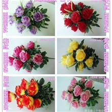 批发供应人造仿真13头包玫仿真花