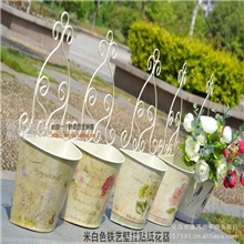 欧式家居阳台壁挂铁皮花盆挂桶插花器田园装饰摆件花架铁艺铁皮桶