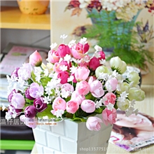 餐桌摆放仿真花客厅装饰花春色海棠玫瑰花苞家居高仿假花绢花