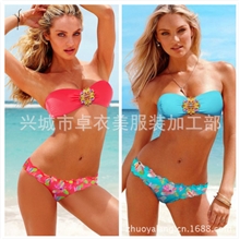 2013新款外贸维多利亚泳衣欧美性感花色钻石比基尼泳衣泳装批发