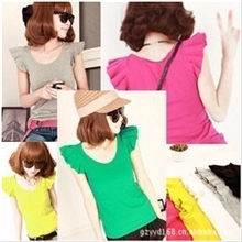 6727#2012新款可爱小飞袖修身T恤