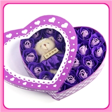 促销18朵加熊工艺玫瑰香皂花批发稀奇礼物圣诞节手工皂仿真皂花