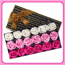 玫瑰花全彩18朵渐变情人节圣诞节批发香皂花小礼物创意礼品厂家
