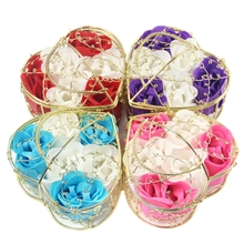 批发圣诞节礼物创意实用女婚庆回礼广告宣传礼品玫瑰香皂花6铁篓