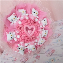 圣诞节创意礼品KT猫仿真花娃娃玩偶花卡通花束网络代理批发