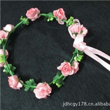 热销杜鹃花新娘花环/儿童影院花环头环手环聚会派对婚礼可调节