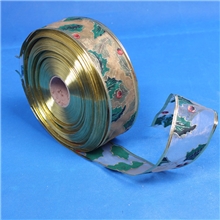 厂家直销圣诞丝带织带蝴蝶结专用丝带5cm宽烫金彩带一卷100码