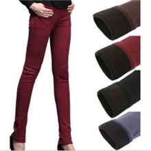 批发冬款糖果色修身加厚加绒铅笔裤高腰铅笔裤女铅笔裤打底裤