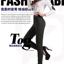 梭织布加厚打底裤百搭棉毛一体哈伦风铅笔小脚裤