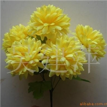 供应清明仿真花7头菊花