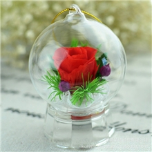 2013保鲜玫瑰花新品心中的爱玻璃工艺礼品魔法球自带发亮底座