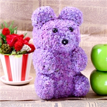 保鲜花情人节礼物勿忘我花熊纯手工精细制作紫色粉紫两款可选