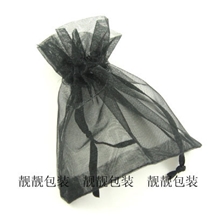 厂家直销纯黑色纱袋雪纺袋包装袋饰品袋子首饰袋六个规格