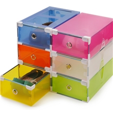 夏日星空透明鞋盒pp鞋盒金属包边抽屉式不镂空男鞋盒白色