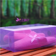 星空夏日透明翻盖男鞋盒手提式塑料鞋盒通用翻盖男鞋盒紫色