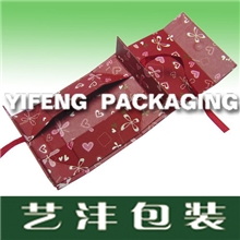 艺沣包装厂家供应折叠包装盒丝带拉手红色包装盒