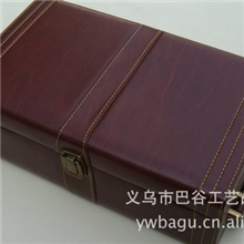 棕色双支红酒盒皮质双支葡萄酒礼盒红酒盒现货