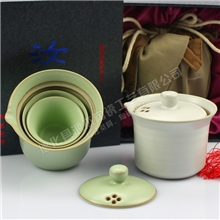 厂家批发汝窑旅行办公茶具三件套装情侣茶具功夫茶具旅行便携装