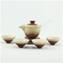 尚陶品牌古陶茶具套装五头礼盒装功夫茶具手抓壶内带过滤网