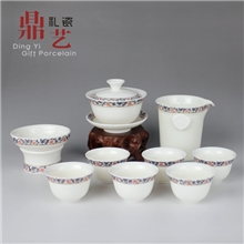 厂家直销9头和雅金藤花茶具玉瓷茶具陶瓷茶具德化茶具