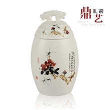 厂家批发雪菊罐子亚光釉面龙头茶叶瓷罐多款花面可加logo