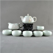 供应特色茶具高档茶具8头绿活陶招财进宝茶具汝瓷窑变茶具