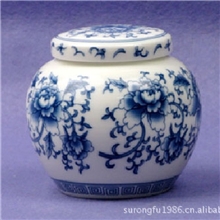 供应茶叶罐礼品陶瓷茶叶罐满花青花牡丹茶叶罐精品茶叶罐